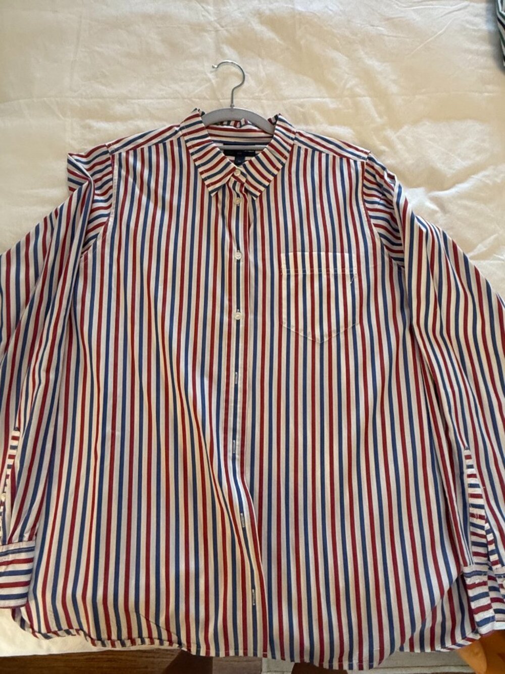 J.Crew Red & Blue Vertical Striped Shirt